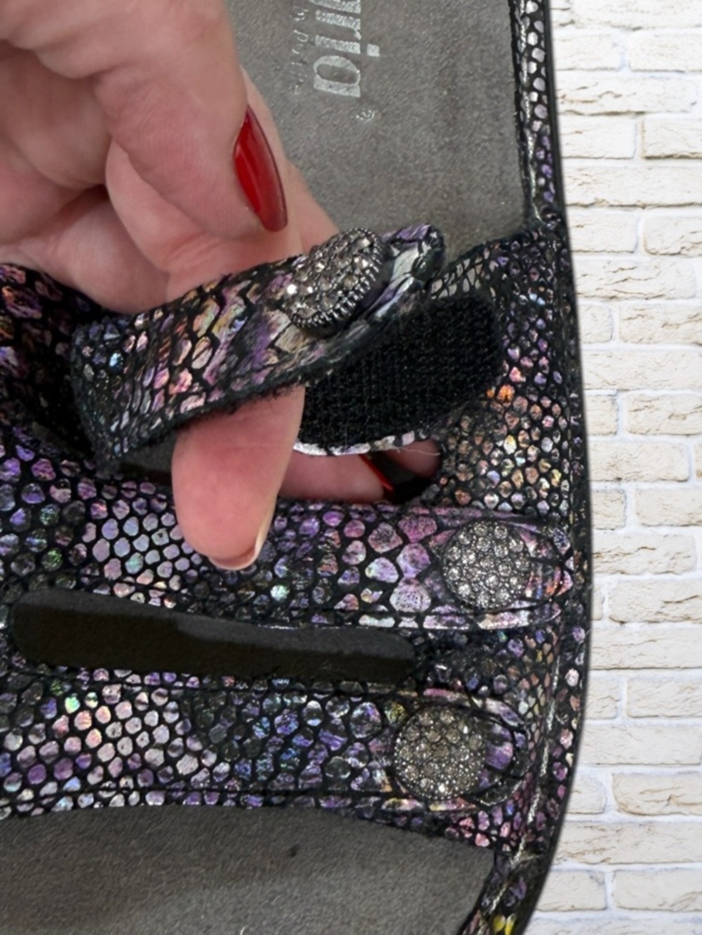 Alegria Sandals Black Rainbow Snakeskin Leather Fiona Comfort US 8-8.5 EU 38 - Picture 6 of 9